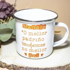 Taza vintage "Mellor padriño a mellor pai"