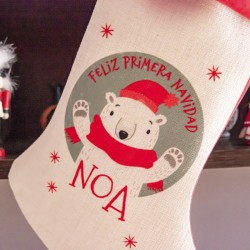 Calcetín de navidad "Feliz primera Navidad"