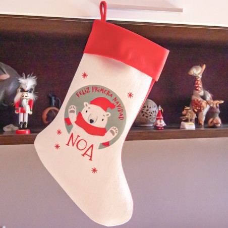 Calcetín de navidad "Feliz primera Navidad"