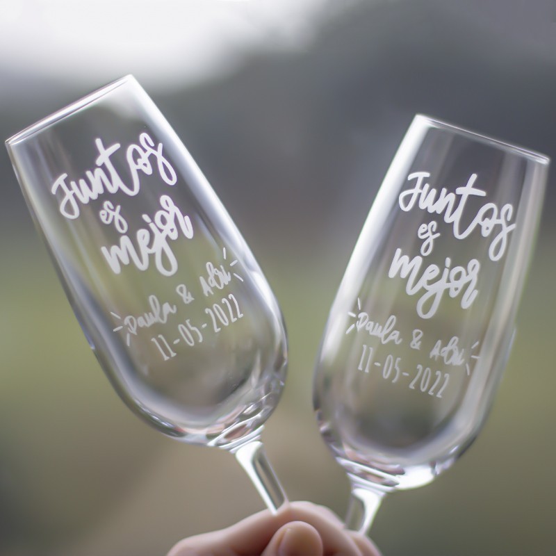 Pack 2 copas de cava "Juntos es mejor"
