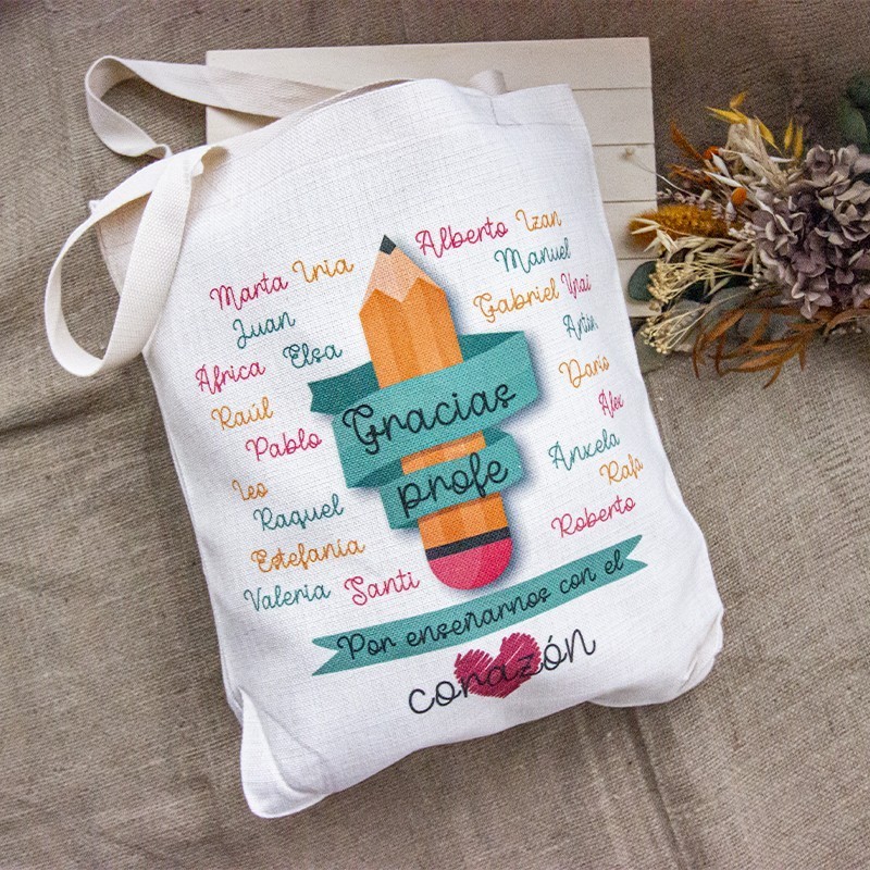 Bolsa de tela "Gracias por enseñarnos con el corazón"