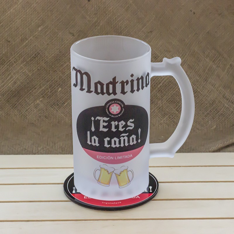 Jarra de cerveza "Madrina eres la caña"