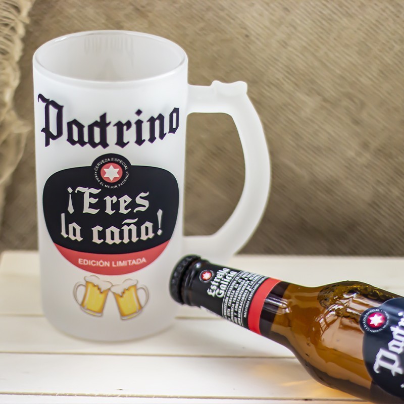 Jarra de cerveza "Padrino eres la caña"
