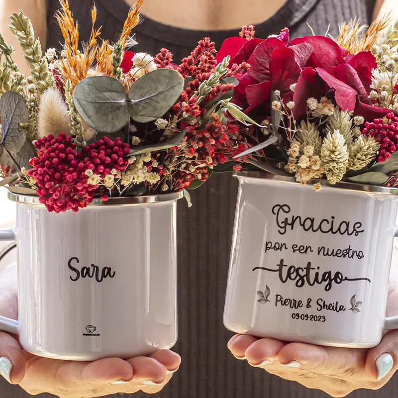 Taza enamel flores preservadas "Testigo"