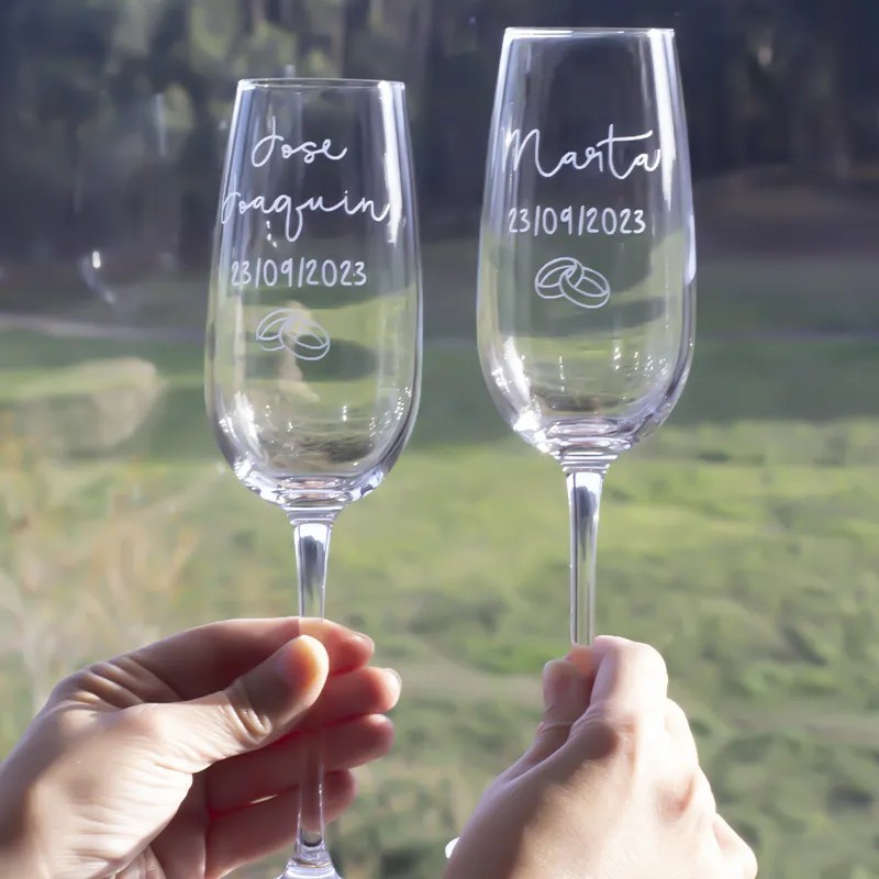 Pack 2 copas de cava "Novios"