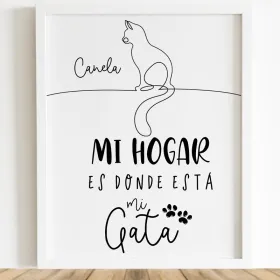 Lámina "Mi hogar es donde está mi gato"