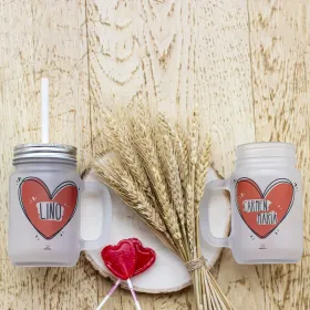 Pack 2 Mason Jar "Corazón"