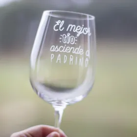 Copa de vino "El mejor tío asciende a padrino"