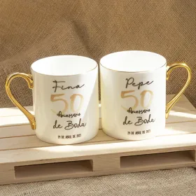 Pack 2 tazas gold "Bodas de oro"