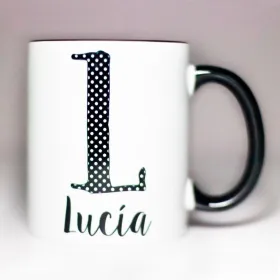 Taza "Inicial black dots"