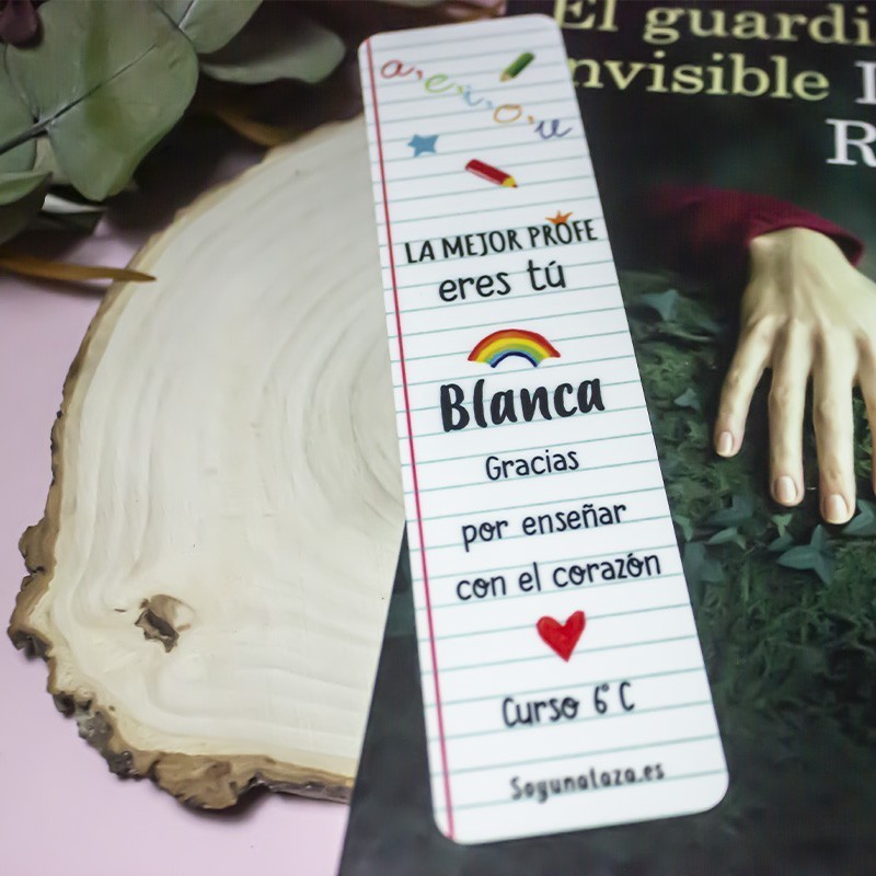 Marcapáginas "a,e,i,o,u, la mejor profe eres tú"