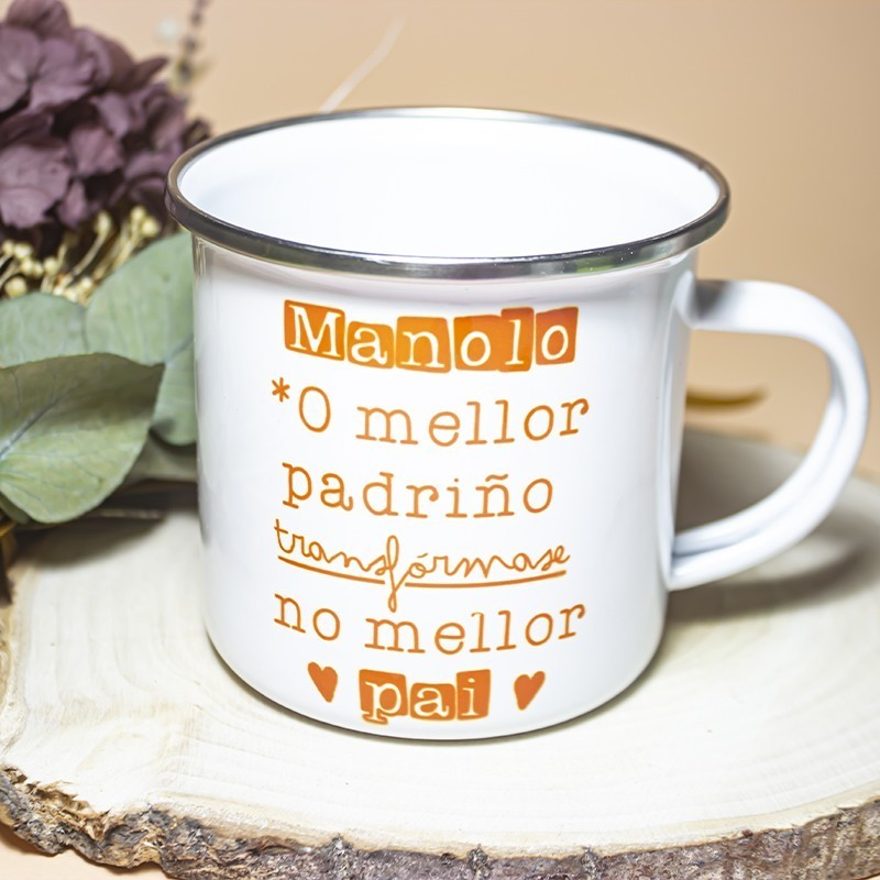 Taza vintage "Mellor padriño a mellor pai"