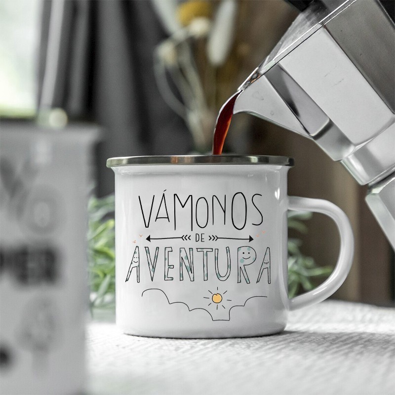 Taza vintage "Vámonos de aventura"